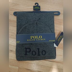 Polo by Ralph Lauren Gray Men's Hat And Scarf Set / Os / NWT